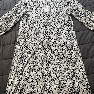 Floral Black and White Dress